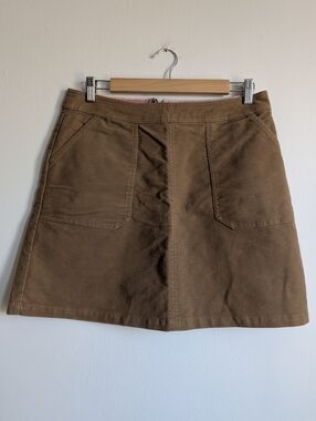 Boden Faux Suede Tan Mini Skirt With Patch Pockets 8P